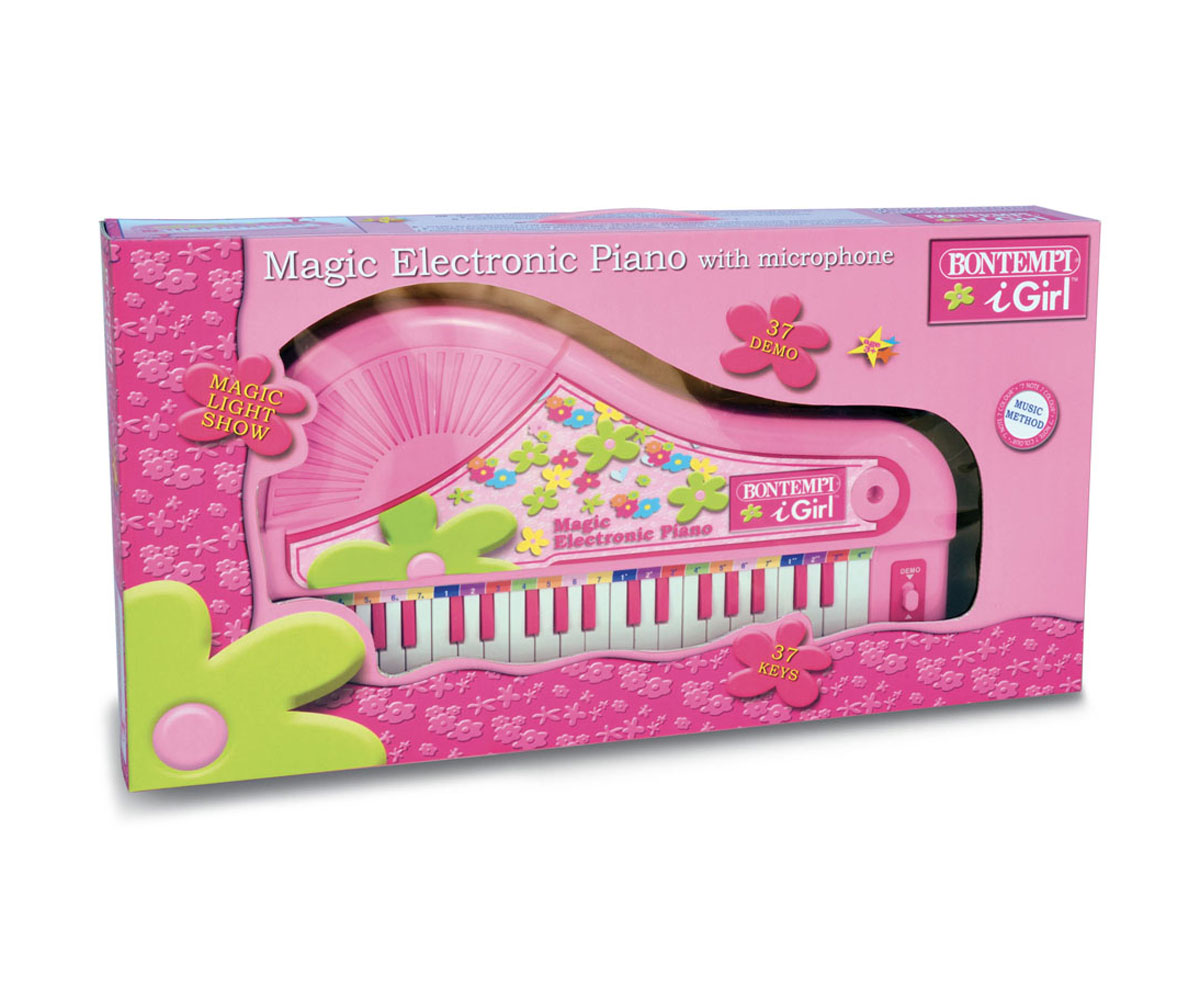 Детско пиано Bontempi с микрофон, 37 клавиша, розово