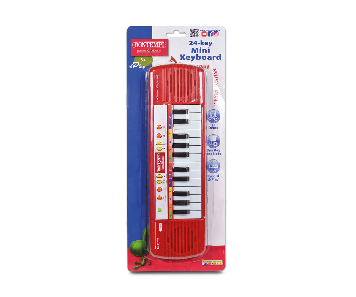 Мини синтезатор Bontempi с 24 клавиша, червен