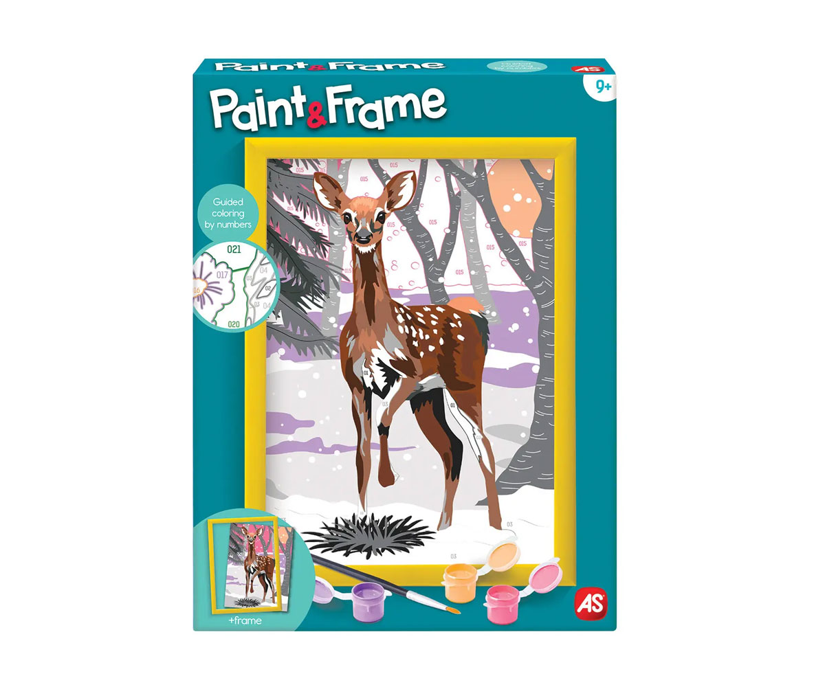 Рисуване по номера AS Company Paint & Frame Снежен елен с рамка