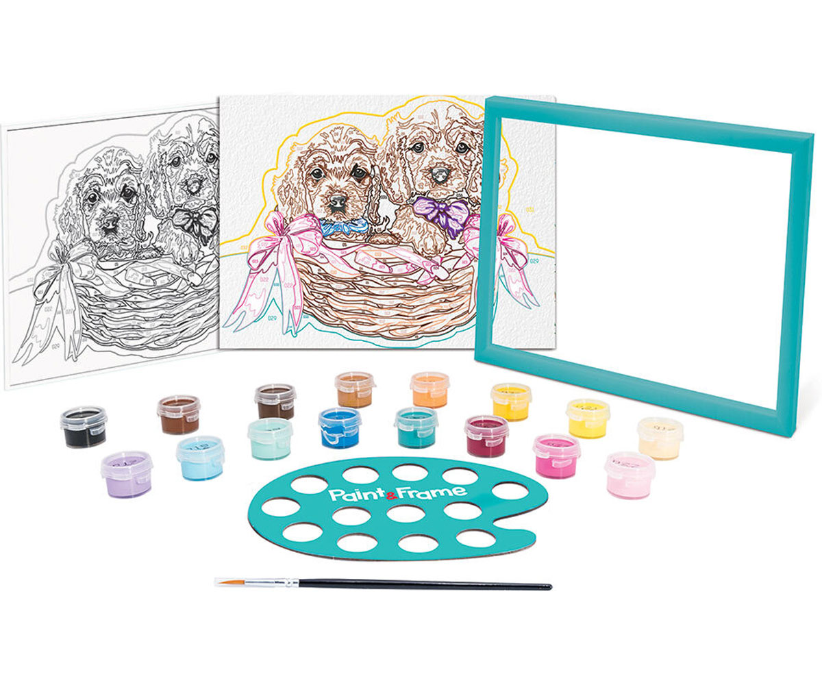 Рисуване по номера AS Paint & Frame – Кученца, 16 бои