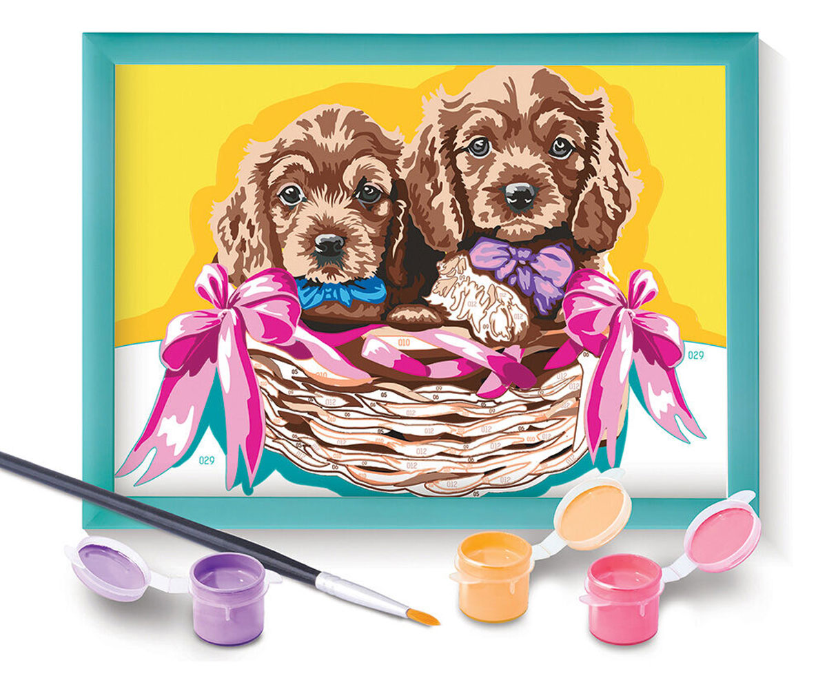 Рисуване по номера AS Paint & Frame – Кученца, 16 бои