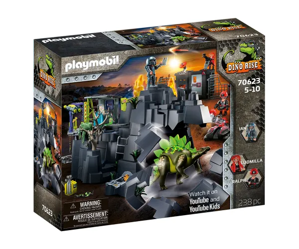 Playmobil 70623 Скалата на Дино с динозавър, 242 елемента