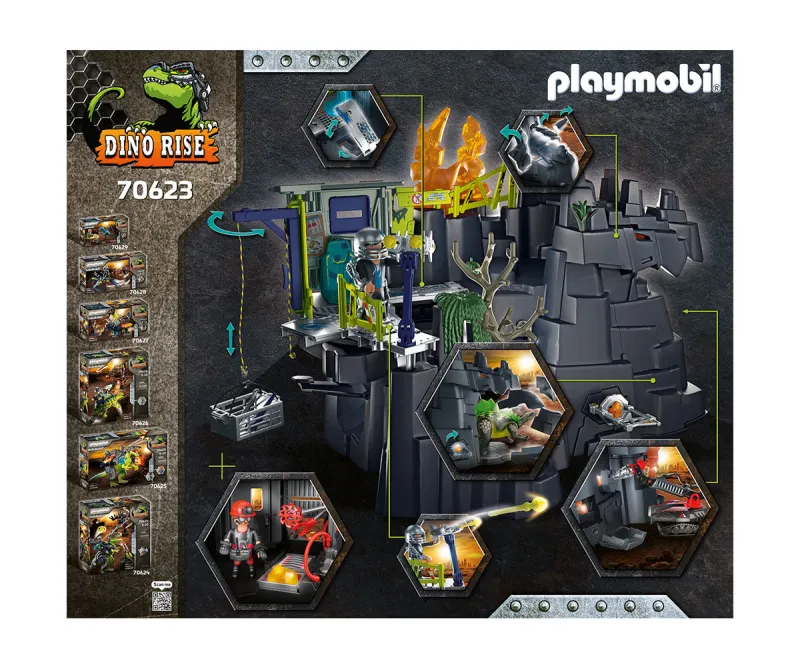 Playmobil 70623 Скалата на Дино с динозавър, 242 елемента