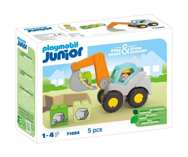 Playmobil Junior Багер с подвижна лопата и блокчета, 12м–4г.