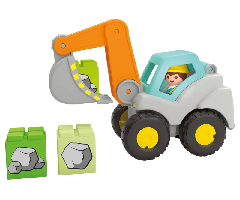 Playmobil Junior Багер с подвижна лопата и блокчета, 12м–4г.