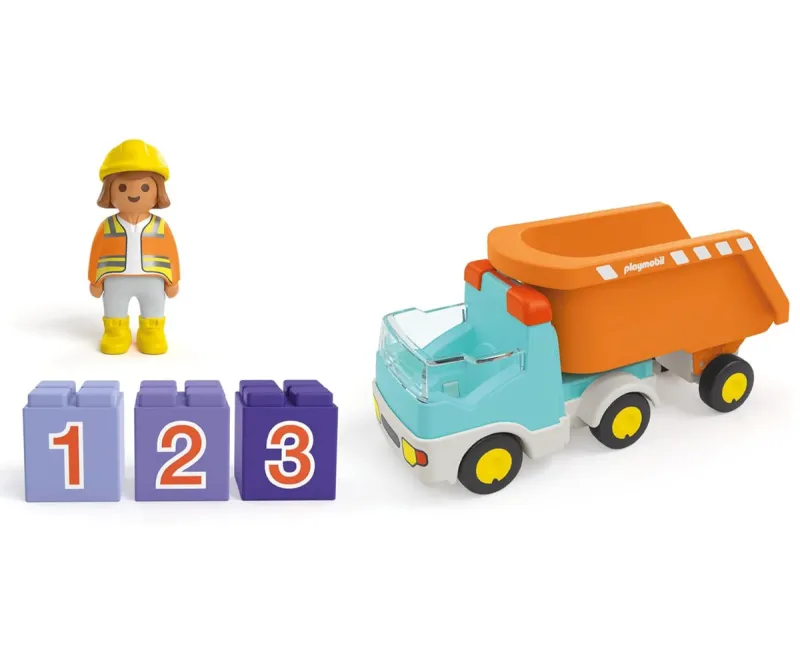 Playmobil Junior Самосвал с ремарке и 3 блока с числа, 12м–4г.