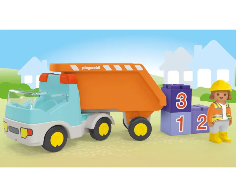 Playmobil Junior Самосвал с ремарке и 3 блока с числа, 12м–4г.