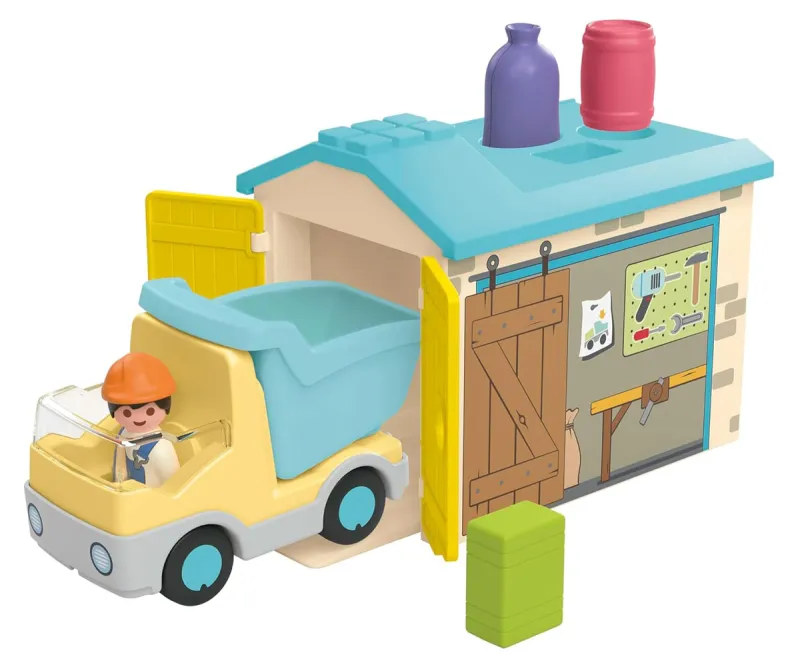 Playmobil Junior Строителен камион с гараж за сортиране, 12м–4г.