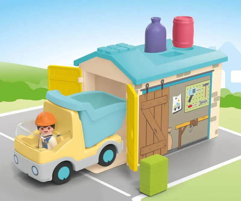 Playmobil Junior Строителен камион с гараж за сортиране, 12м–4г.