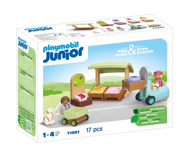 Playmobil Junior Щанд за органични продукти и мотокар, 12м–4г.
