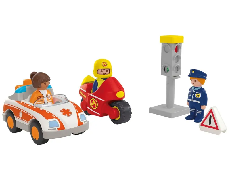 Playmobil Junior Ежедневни герои – линейка, мотор и светофар