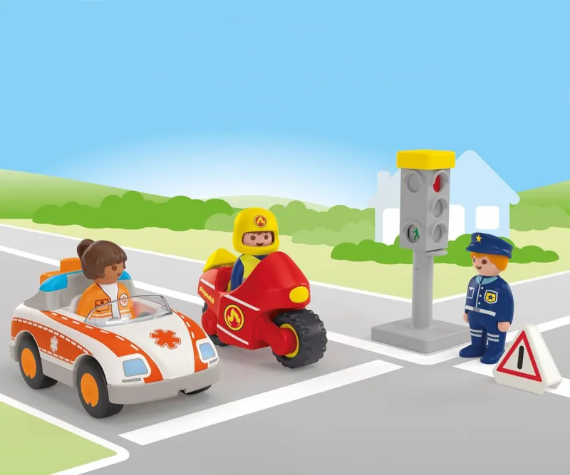 Playmobil Junior Ежедневни герои – линейка, мотор и светофар