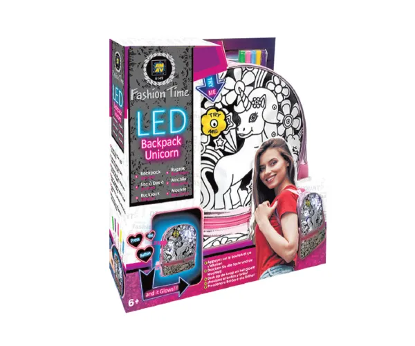 Раница за оцветяване с еднорог и LED светлина