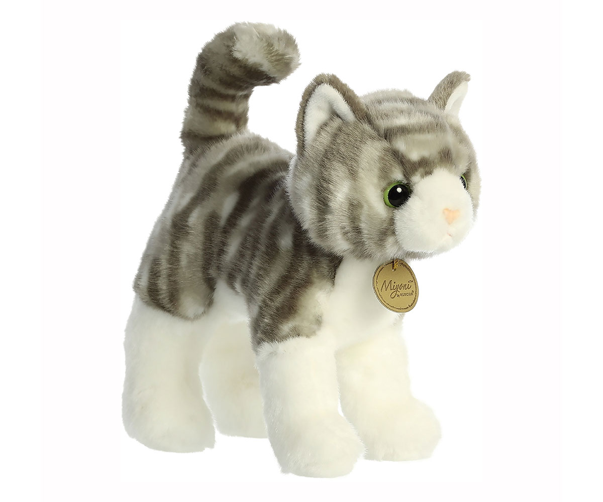 Плюшена играчка Aurora Коте със сиви ивици, 21 см