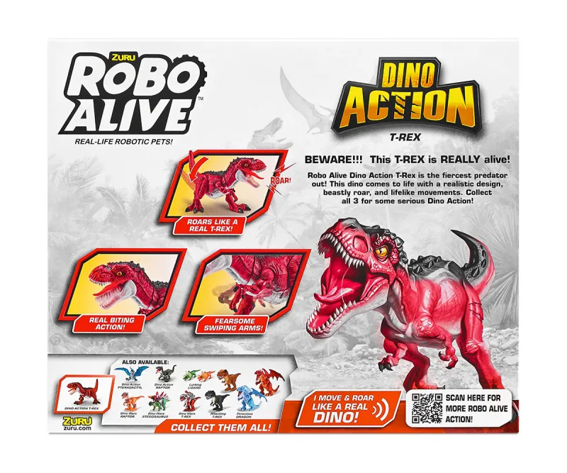 Робо динозавър Т-Рекс ZURU Robo Alive Dino Action, червен