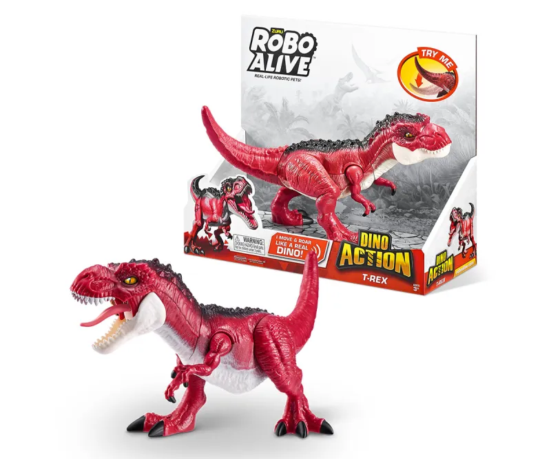 Робо динозавър Т-Рекс ZURU Robo Alive Dino Action, червен