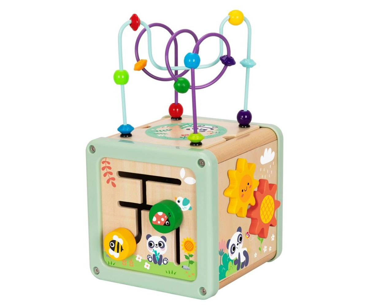 Дървен куб с активности hi Pando, 4 игри в един