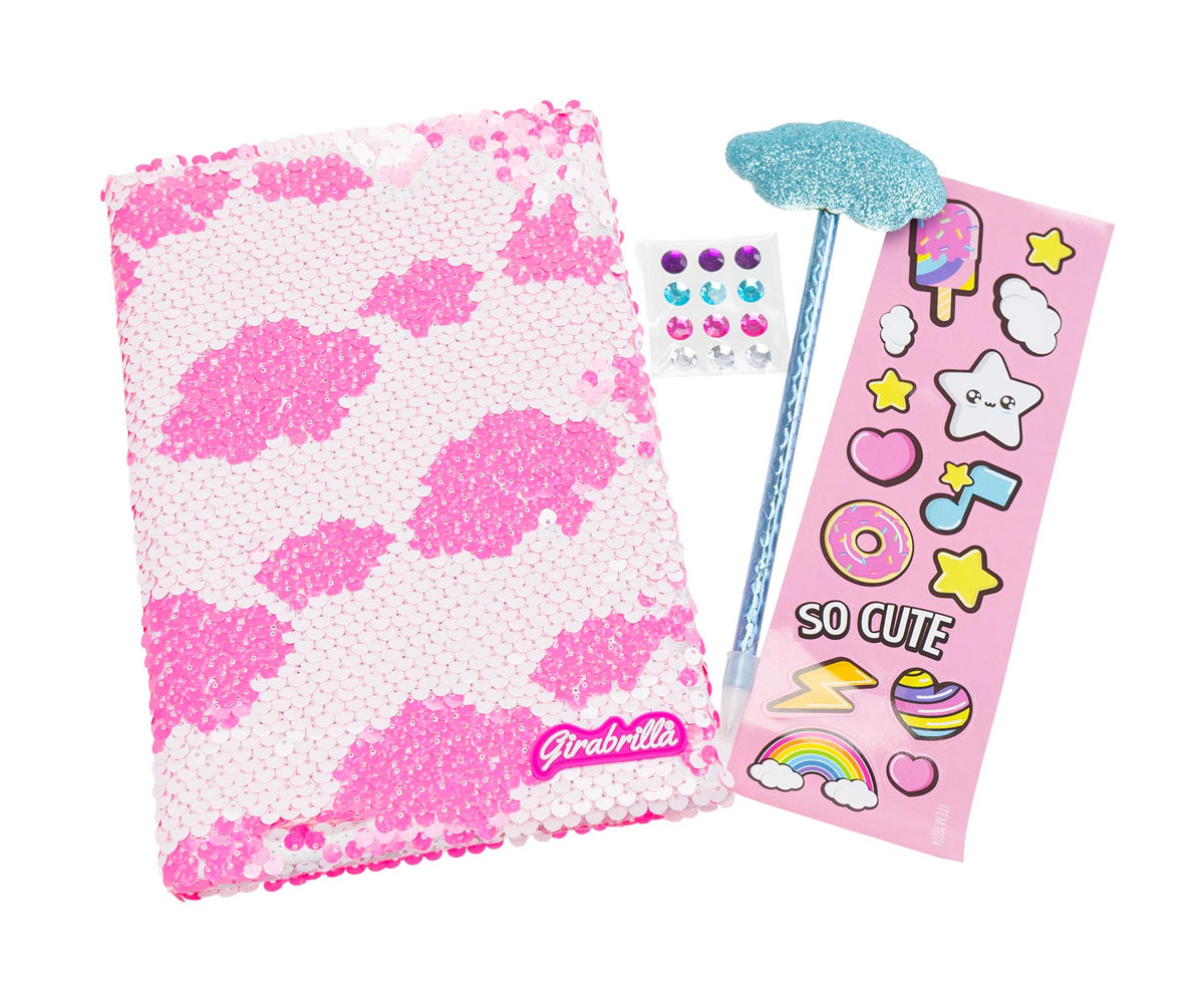 Дневник Nice Girabrilla Kawaii с пайети, химикалка и стикери