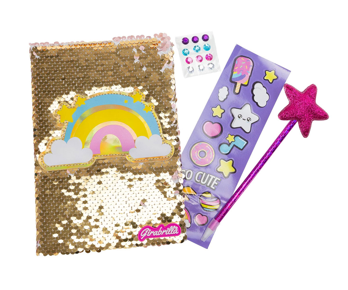 Дневник Nice Girabrilla Kawaii с пайети, химикалка и стикери