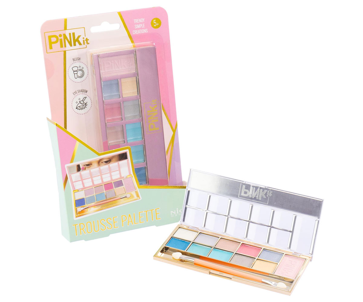 Палитра за детски грим Nice Pink It със сенки и руж, 12,5 см