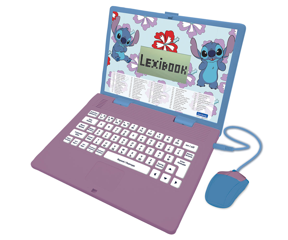 Двуезичен образователен лаптоп Lexibook Стич, 124 дейности