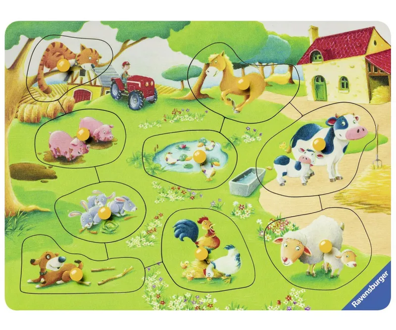 Дървен пъзел Ravensburger 03683 Ферма, 9 части