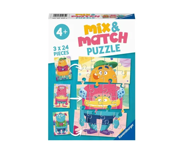 Пъзел Ravensburger Щастливото чудовище, 3 х 24 части