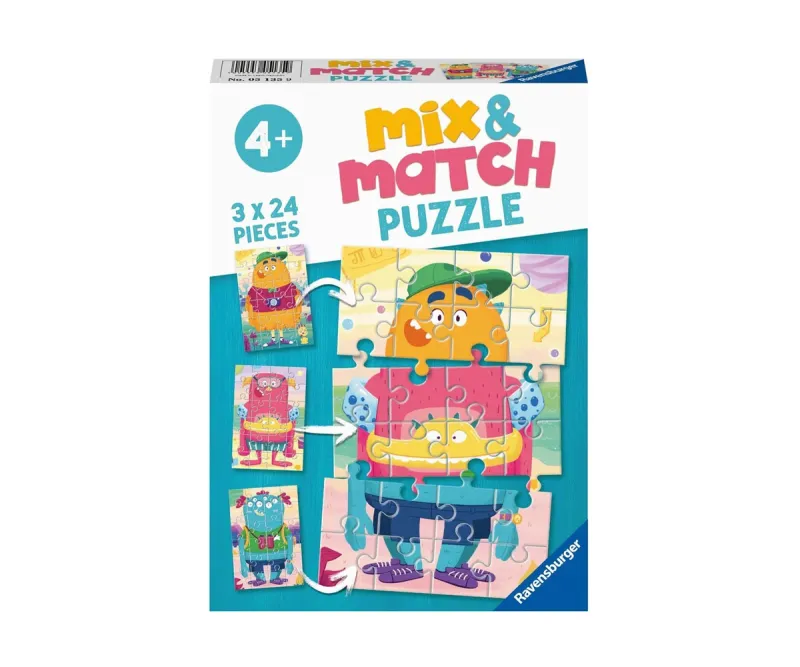 Пъзел Ravensburger Щастливото чудовище, 3 х 24 части