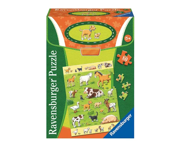 Пъзел Ravensburger 7544 Животните и техните малки, 80 части