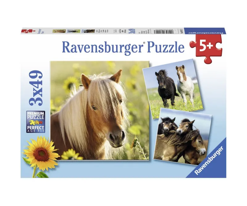 Пъзел Ravensburger 08011 Красиви коне, 3 х 49 части