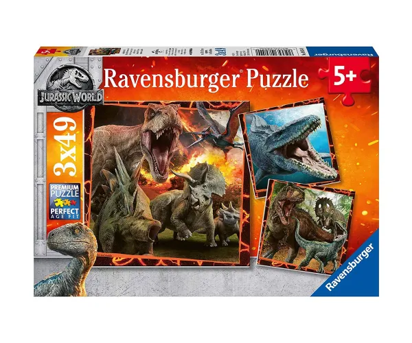 Пъзел Ravensburger 08054 Jurassic World Инстинкт за лов, 3 х 49 части