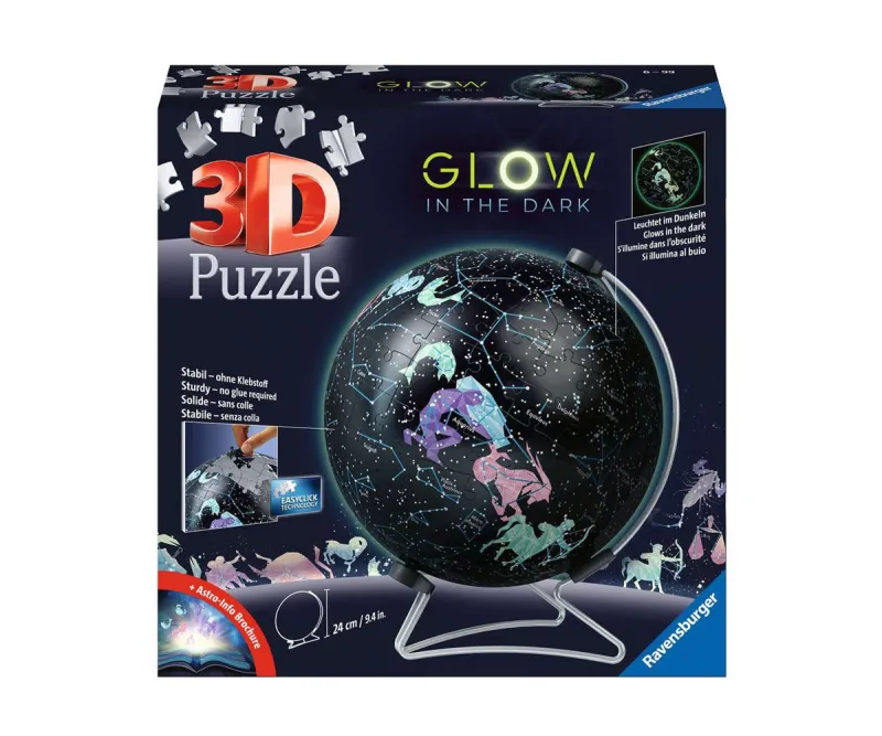 3D пъзел Ravensburger 180 части – Глобус, светещ в тъмното
