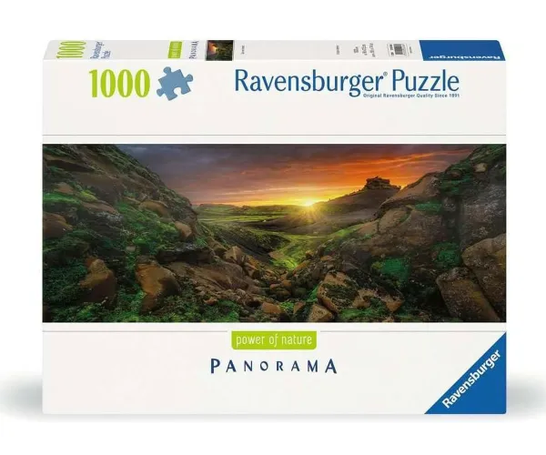 Панорамен пъзел Ravensburger 12000046 Слънце над Исландия, 1000 части