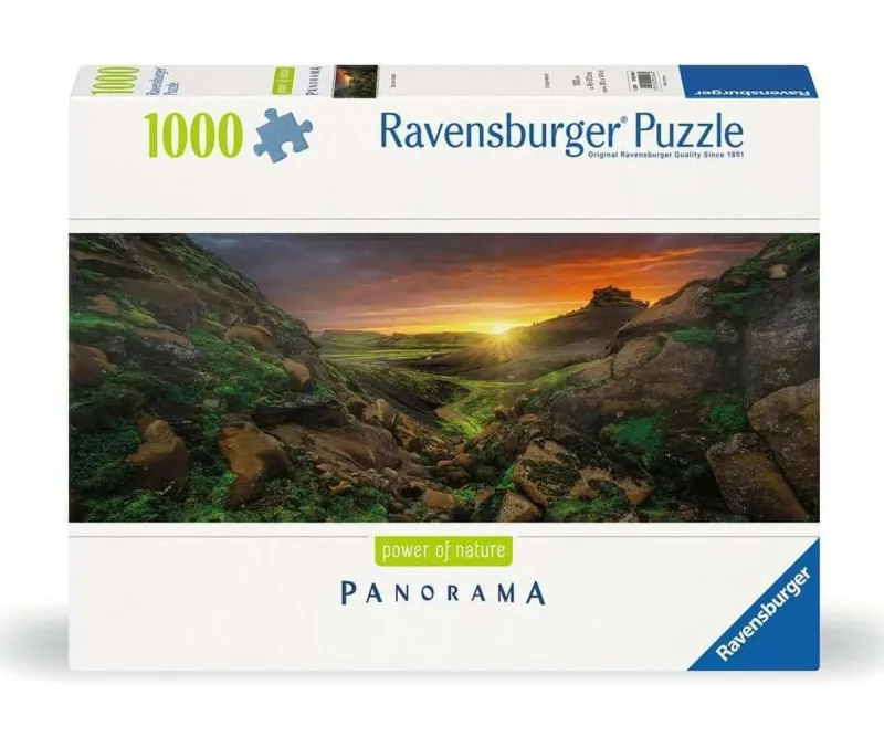 Панорамен пъзел Ravensburger 12000046 Слънце над Исландия, 1000 части
