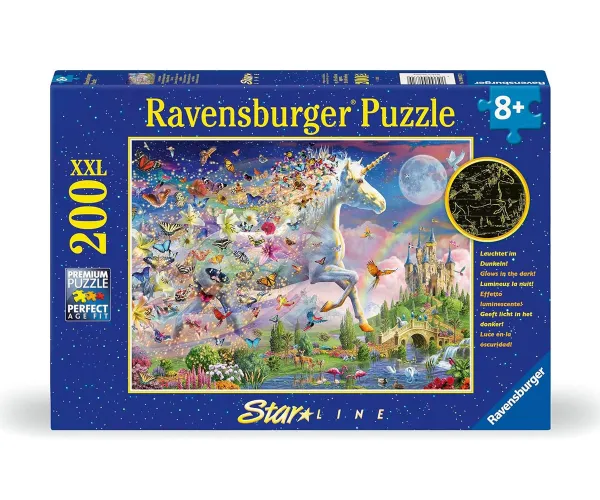 Пъзел Ravensburger 12000872 Пеперуди и еднорог, 200 части XXL