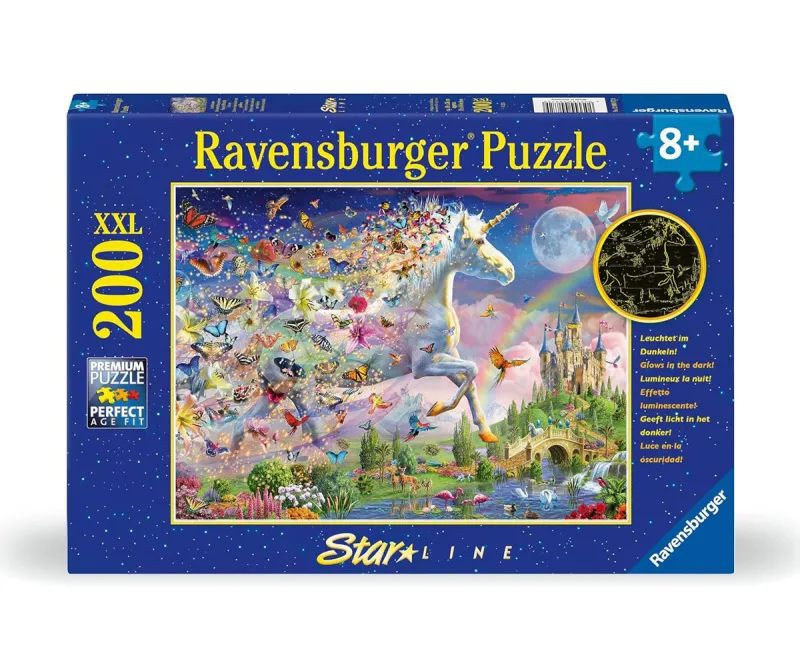 Пъзел Ravensburger 12000872 Пеперуди и еднорог, 200 части XXL