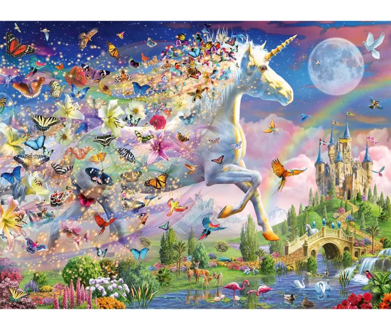 Пъзел Ravensburger 12000872 Пеперуди и еднорог, 200 части XXL
