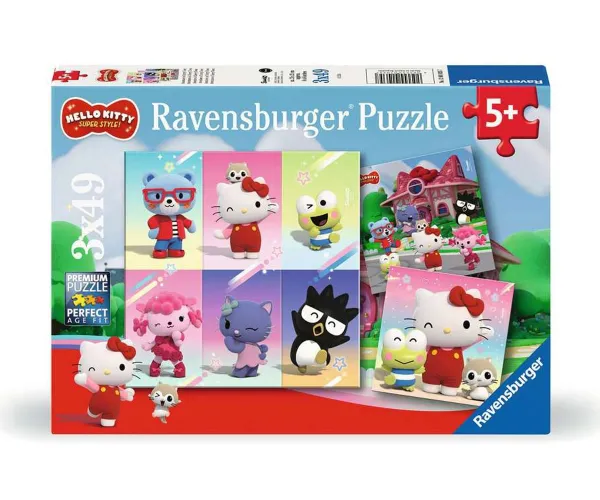 Пъзел Ravensburger Хелоу Кити Черешовия град, 3 x 49 части