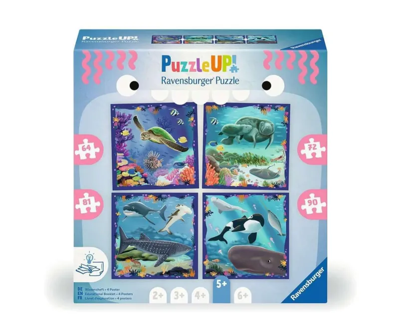 Пъзел Ravensburger 4 в 1 Океански живот, 64–90 части