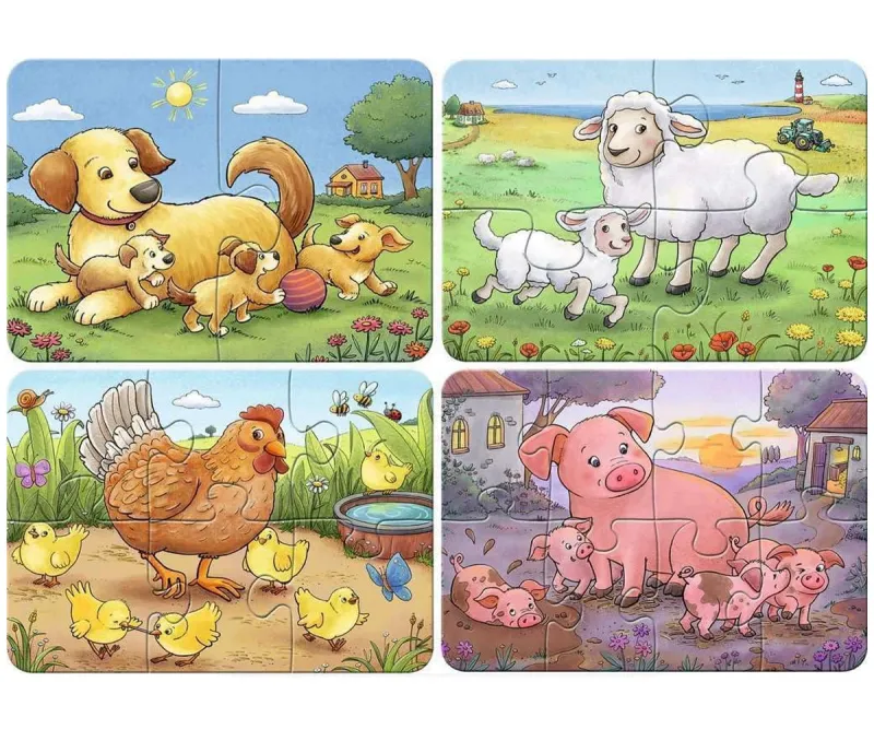 Първи пъзел Ravensburger Малки животни, 2/4/6/8 части