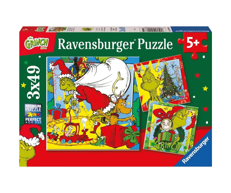 Пъзел Ravensburger Коледата на Гринч, 3 x 49 части
