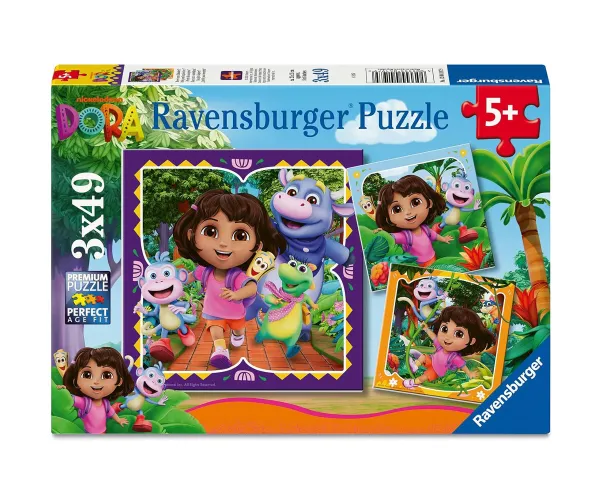 Пъзел Ravensburger Дора Изследователката, 3 x 49 части