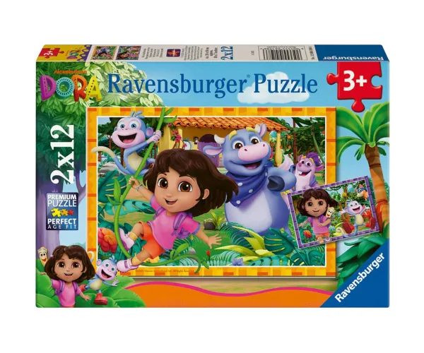 Пъзел Ravensburger Дора Изследователката, 2 x 12 части