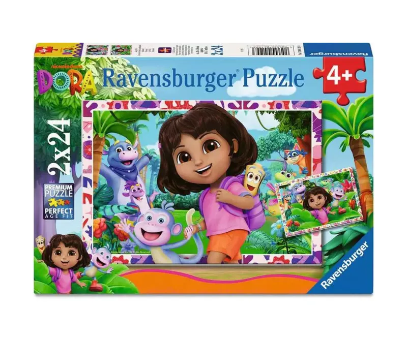 Пъзел Ravensburger Дора Изследователката, 2 x 24 части