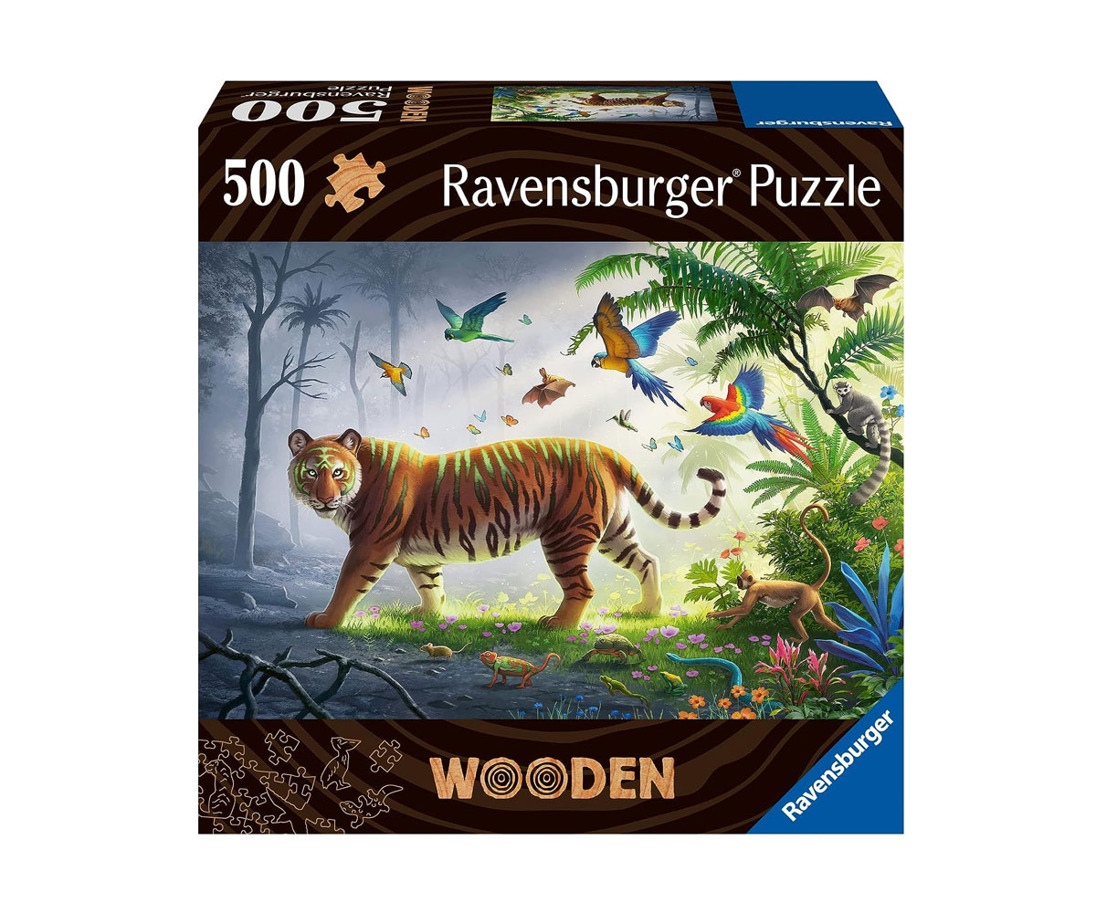 Дървен пъзел Ravensburger 500 части – Тигър в джунглата