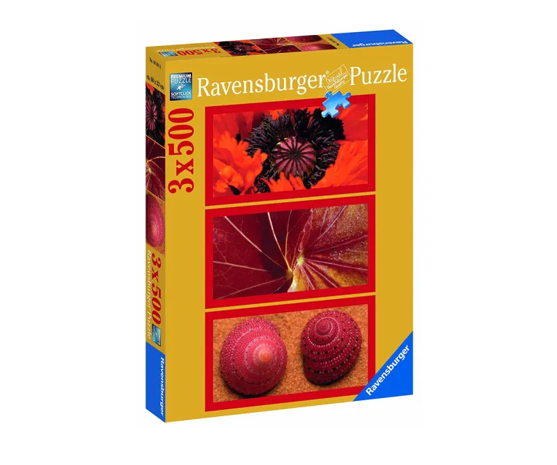 Пъзел Ravensburger 3х500 части Картини в червено
