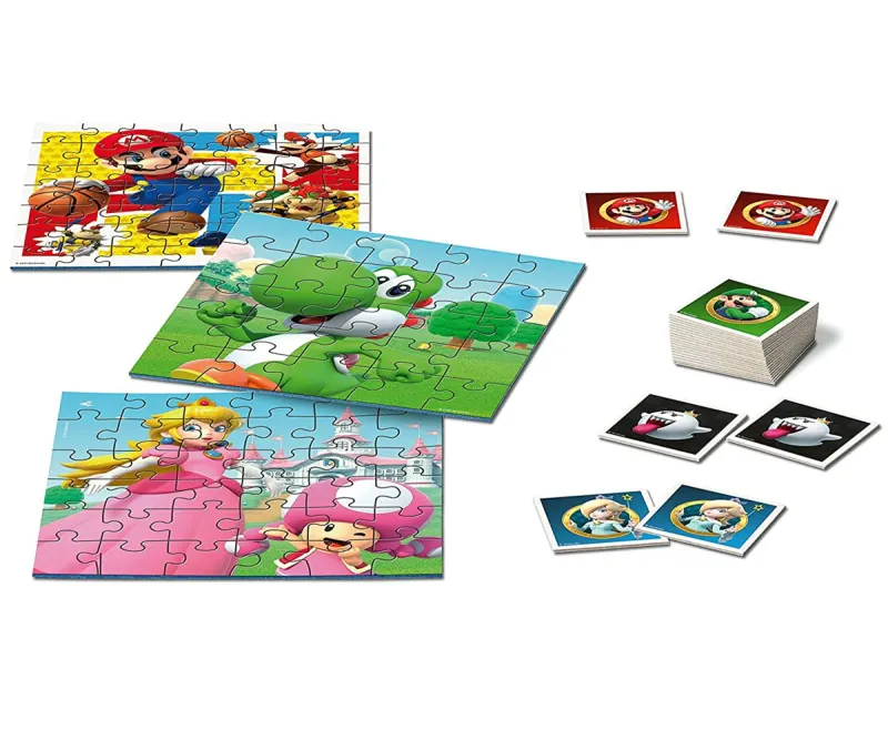 Комплект Ravensburger 20831 Супер Марио, 3 в 1 пъзел и мемори