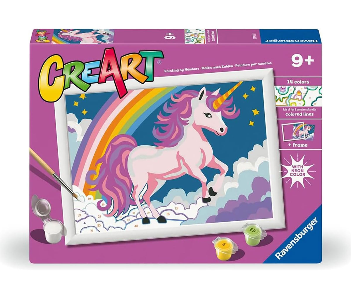 Рисуване по номера Ravensburger CreArt – Розов еднорог, 14 бои