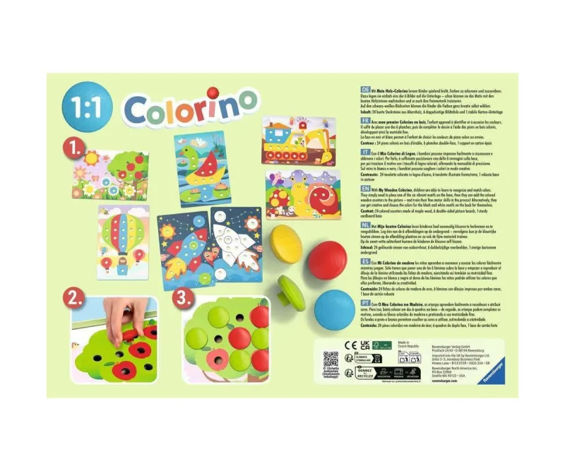 Дървена игра Ravensburger Colorino с цветни пинчета