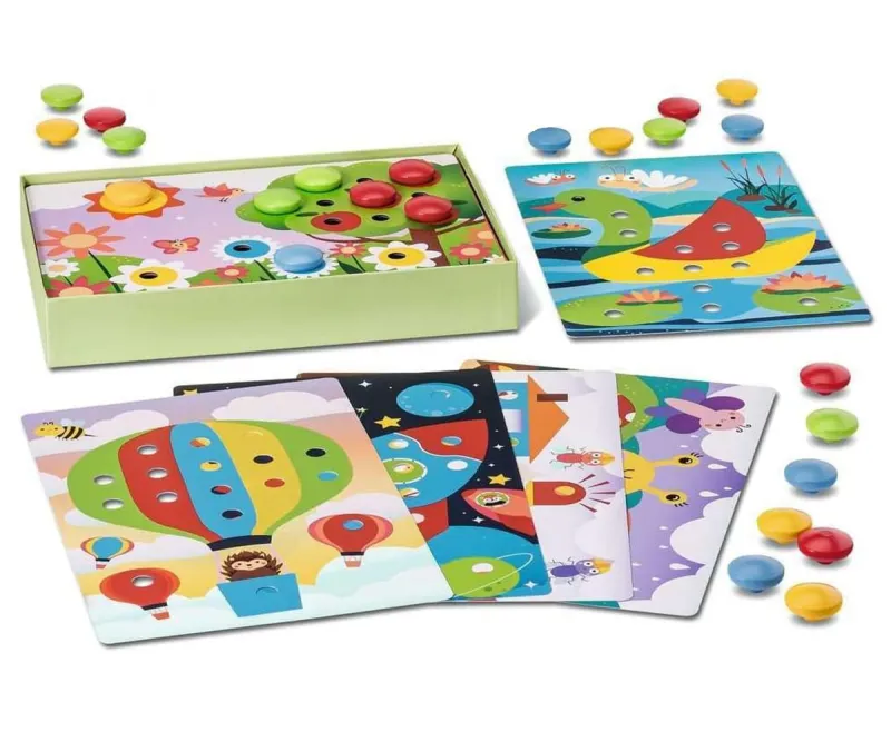 Дървена игра Ravensburger Colorino с цветни пинчета